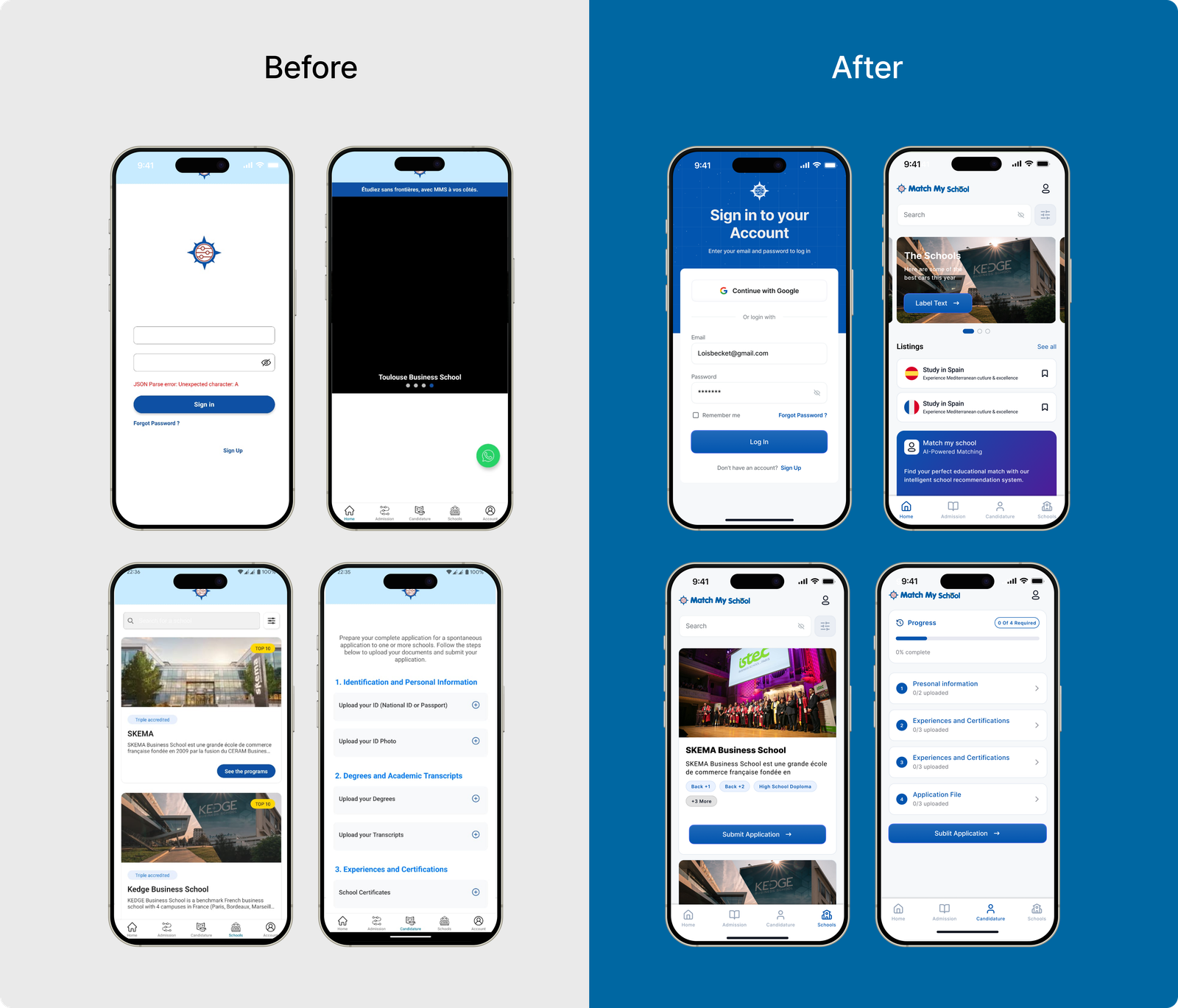 Before and after comparison